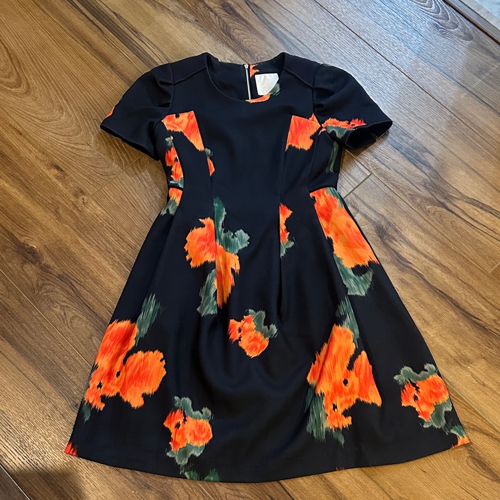 Anthropologie navy and orange dress